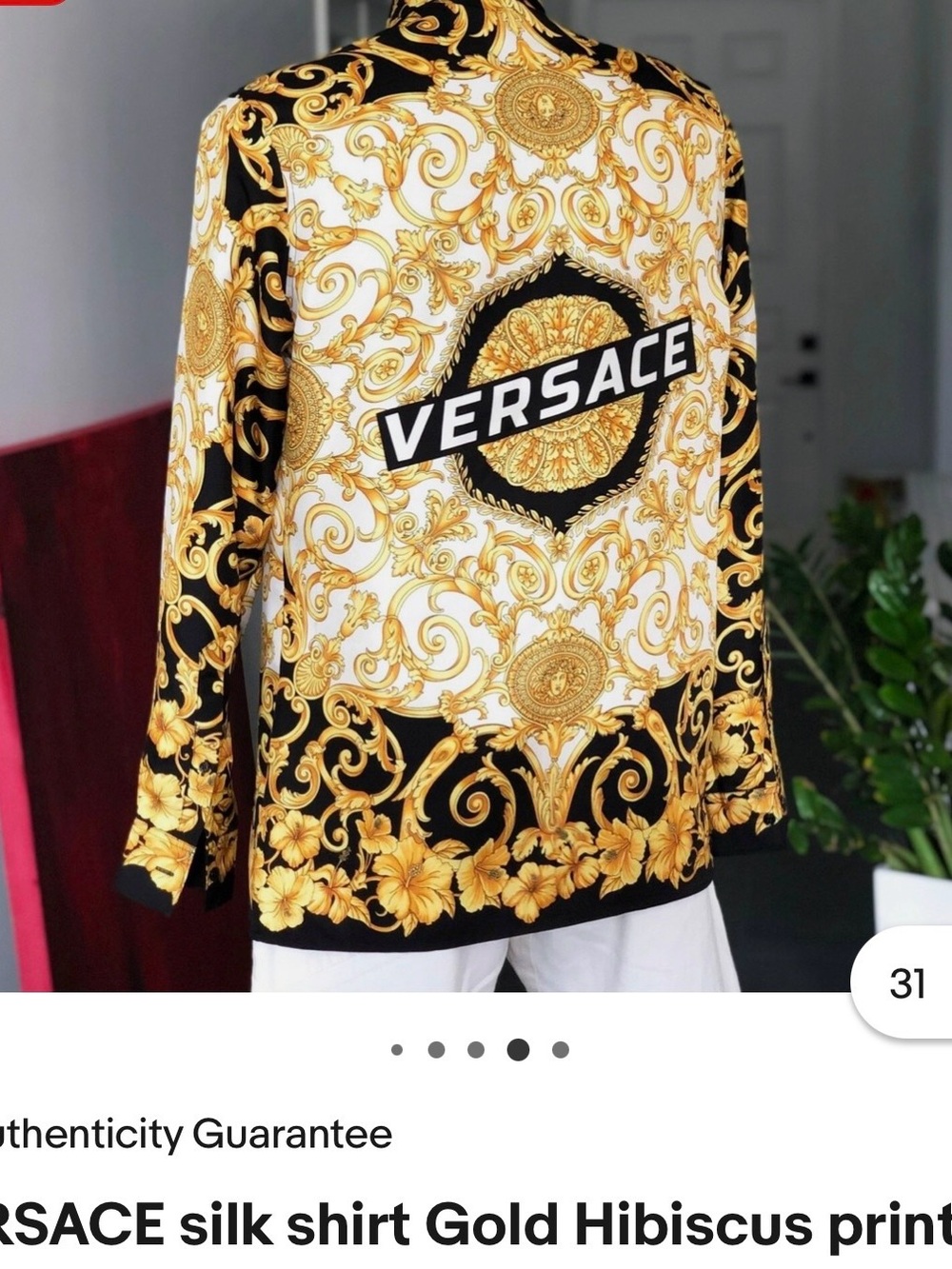 Versace Black & Gold Baroque Logo Button-Down Shirt - Picture 3 of 6